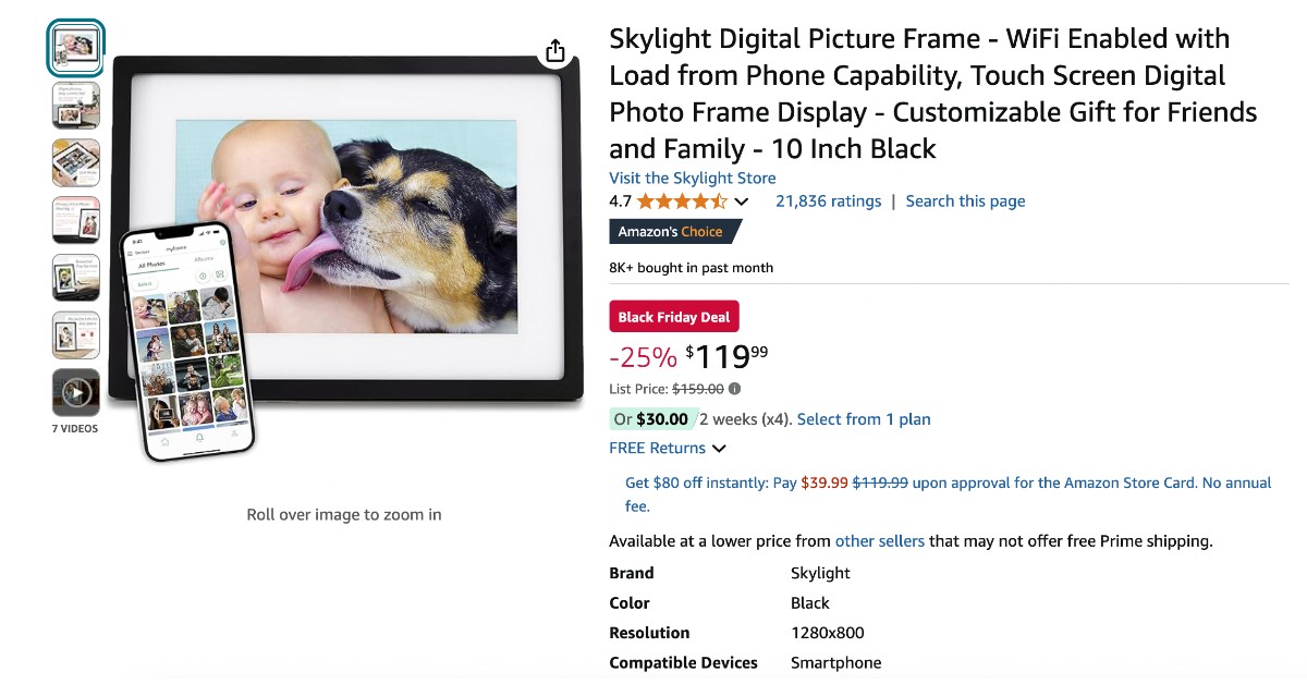 Skylight Digital Picture Frame - Incredible $40 Discount!