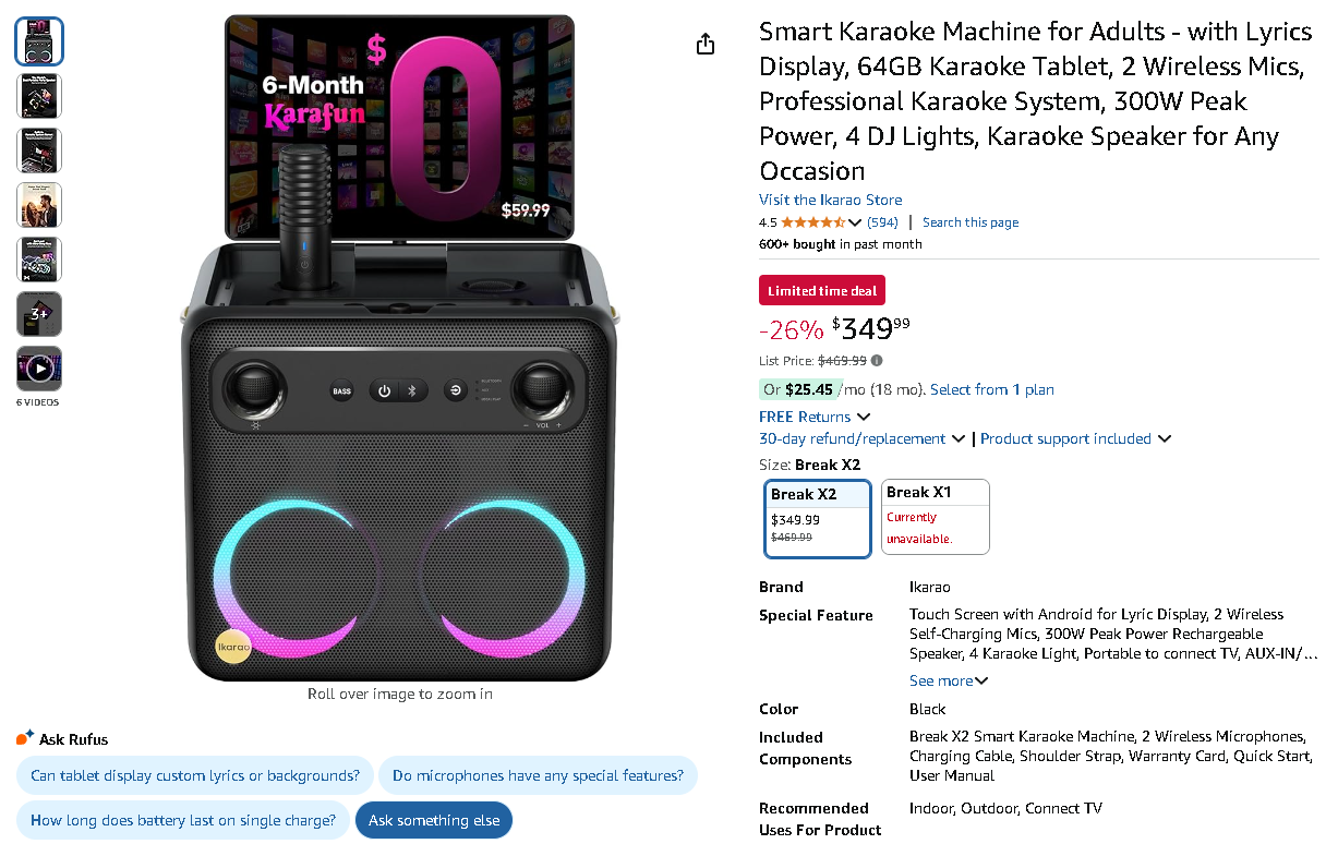 Ikarao Break X2 Smart Karaoke Machine