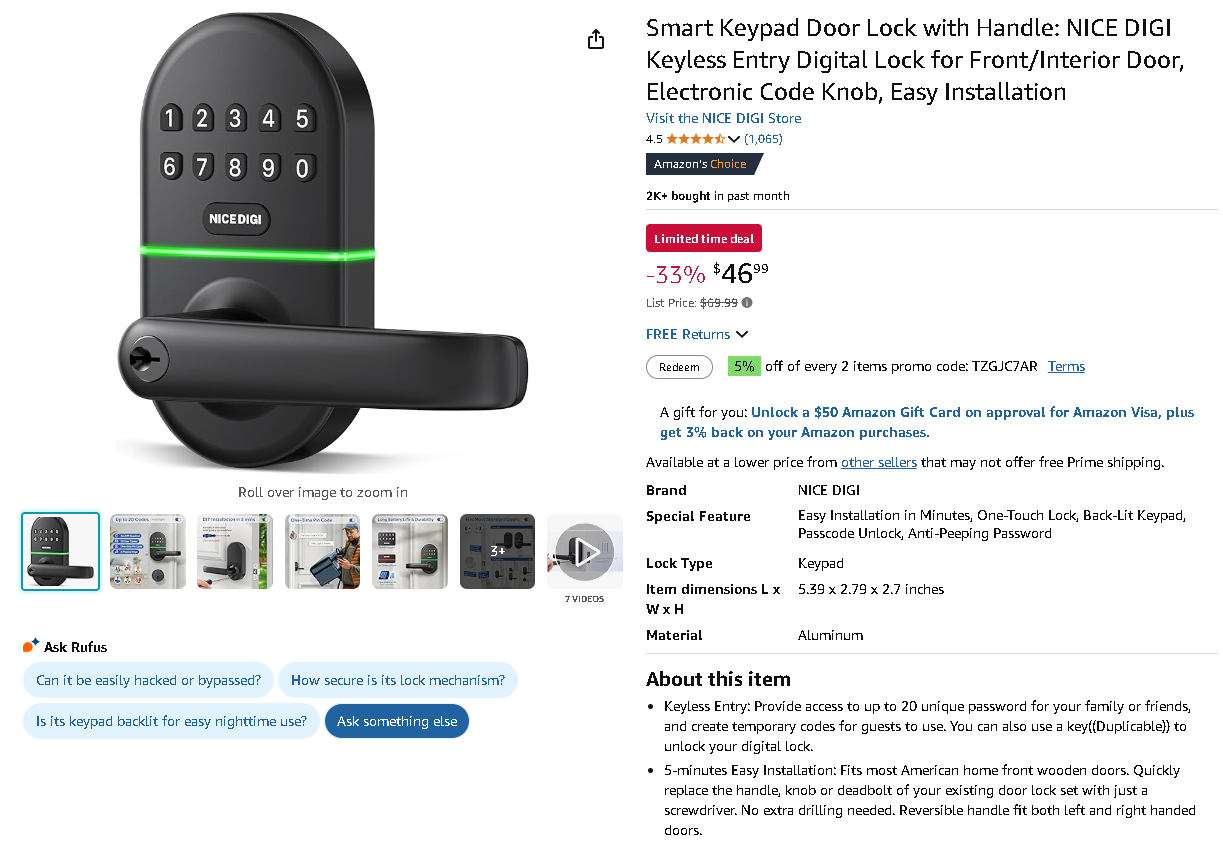 NICE DIGI Digital Lock Screenshot of the NICE DIGI Digital Lock
