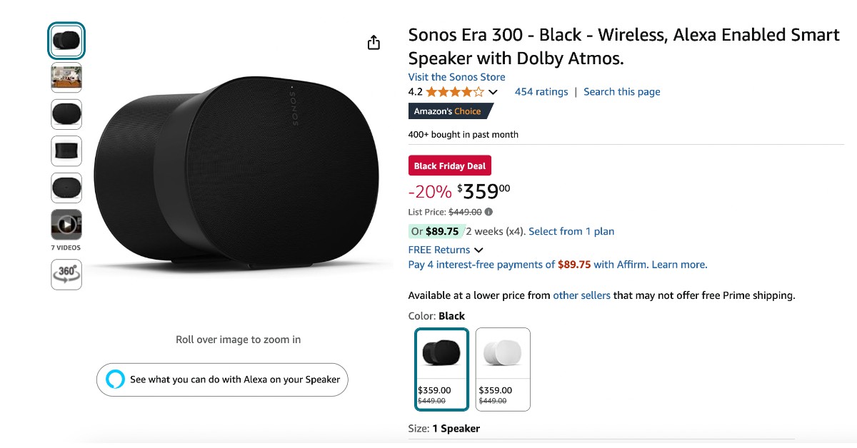 Sonos Era 300 Speaker Now $90 OFF! Don't miss it!