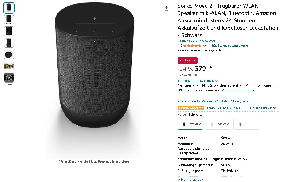 Sonos Move 2 tragbarer Smart Speaker