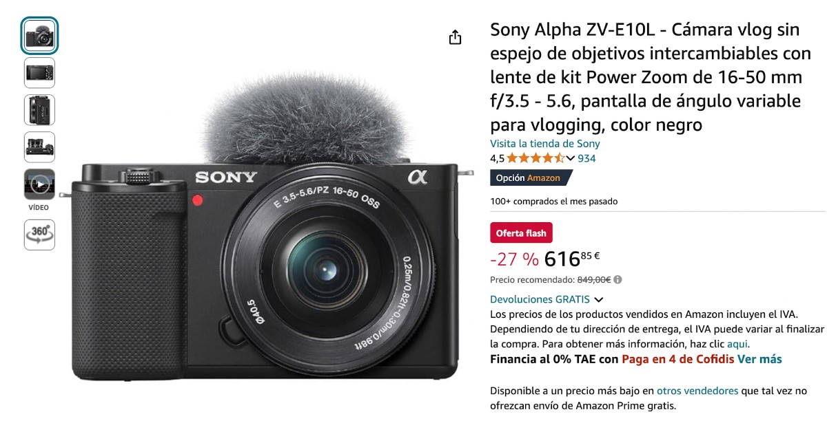 Cámara Sony Alpha ZV-E10L Descuento limitado de 233€! 