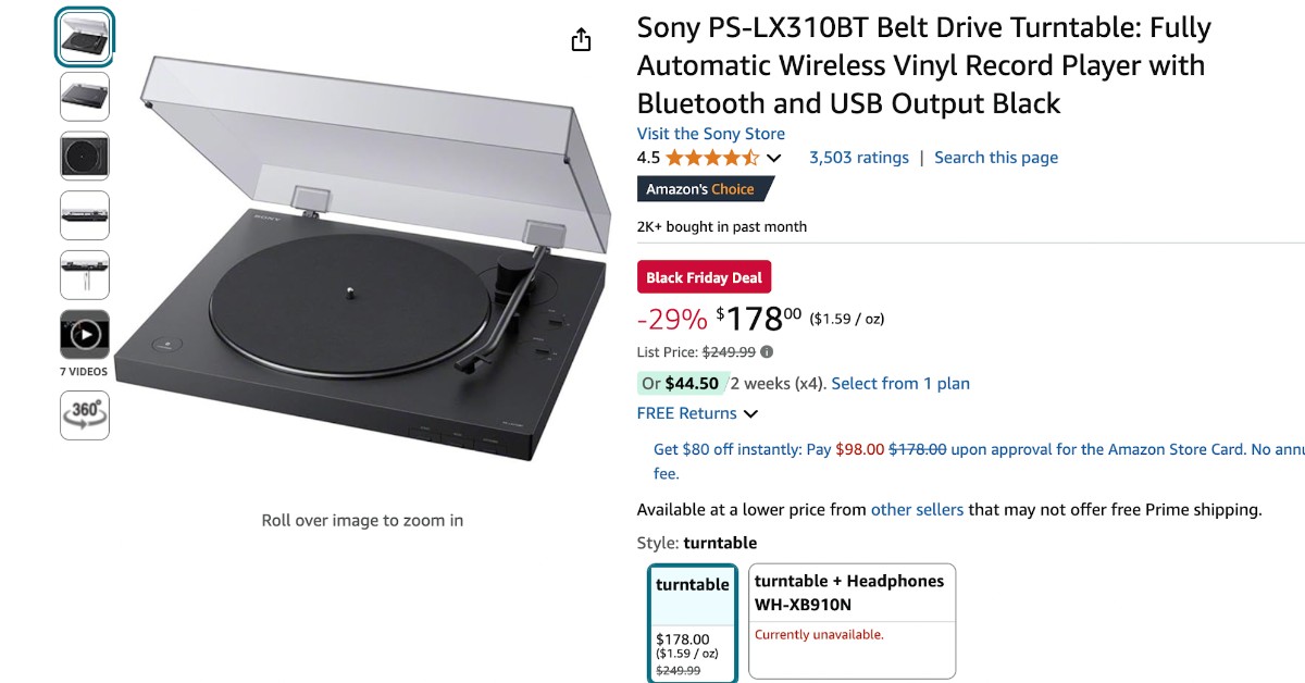 Sony PS-LX310BT Belt Drive Turntable Now $71 Off! Don't miss it!