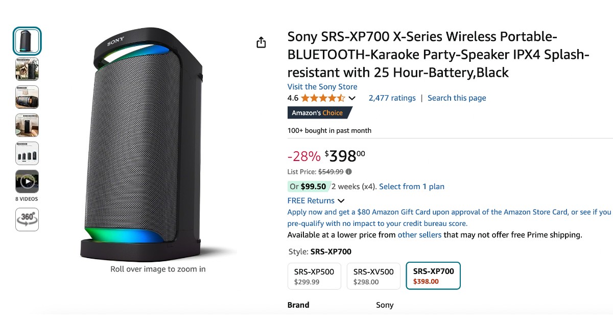 Sony SRS-XP700 X-Series Wireless Portable Party-Speaker - Limited  $151 Discount!  Don't miss it!