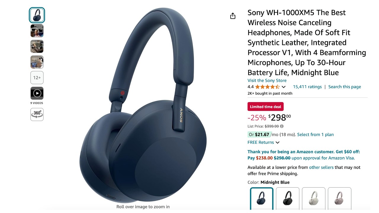 Sony WH-1000XM5 Noise Canceling Headphones -  Now $101 Discount!