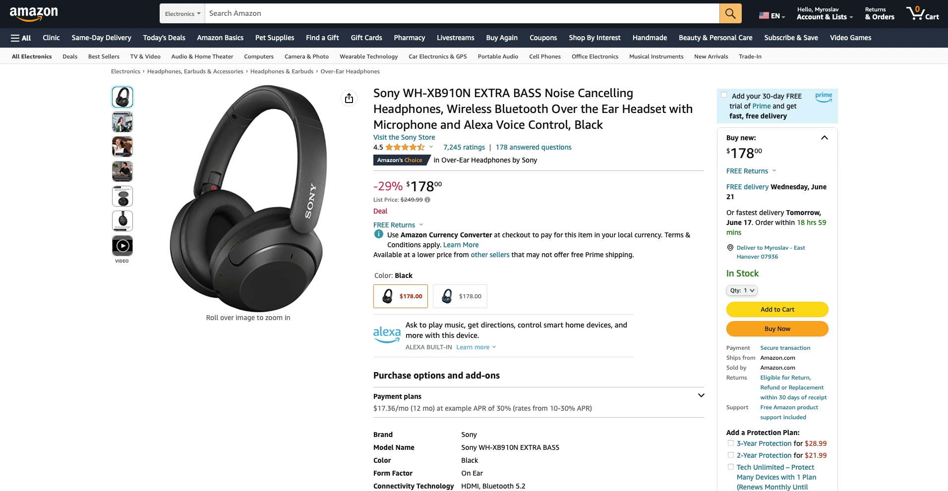 Sony WH-XB910N on Amazon: wireless headphones with ANC for $178 ($71 ...