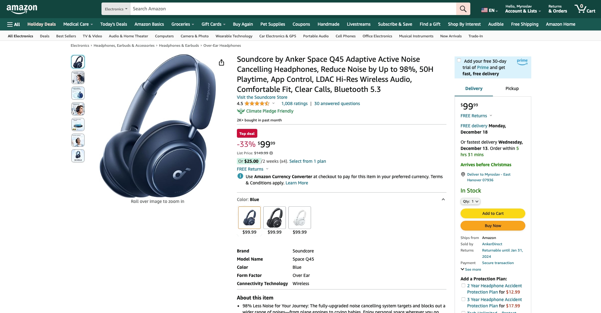 Anker Soundcore Space Q45 Auriculares - Negro ANKER