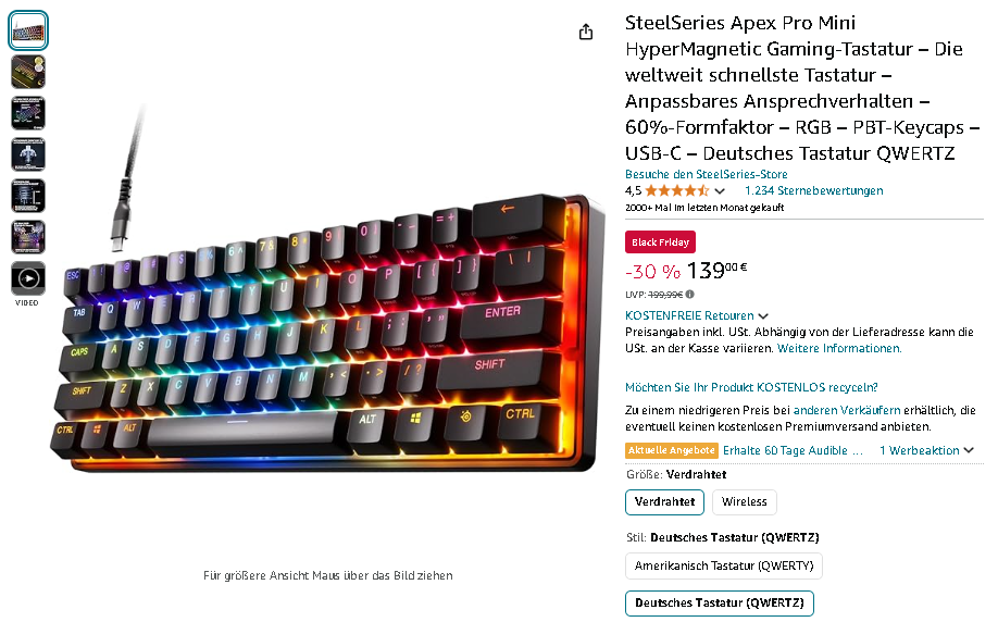 SteelSeries Apex Pro Gaming Tastatur