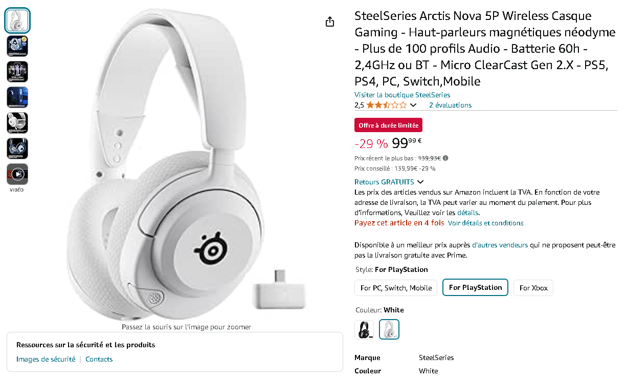 Image du casque SteelSeries Arctis Nova 5P