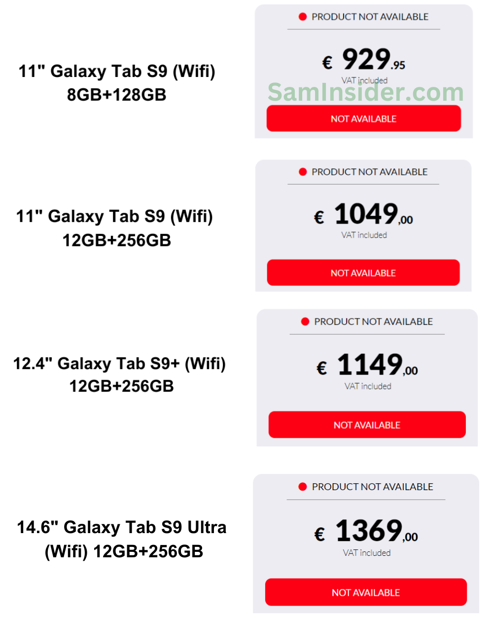 Samsung Galaxy Tab S9, Galaxy Tab S9+ and Galaxy Tab S9 Ultra tablets have  been priced