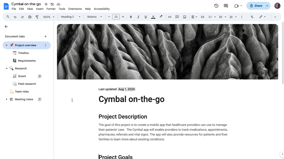 Working with large texts will be easier: Google Docs is testing the ability to add multiple tabs to better structure documents-2