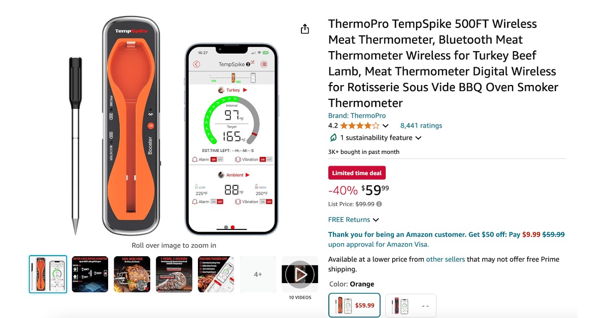 ThermoPro 500FT Wireless Meat Thermometer - Big Deal $40 Off!