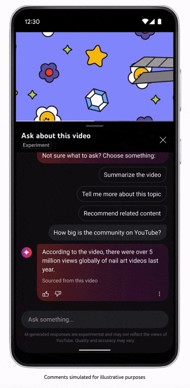 YouTube tester AI-verktøy for å sortere kommentarer etter tema og en chatbot for videoer-3