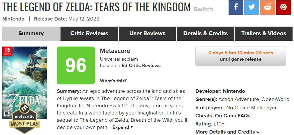 "Величайшая игра десятилетия” - критики в восторге от The Legend of Zelda Tears of the Kingdom и ставят новинке от Nintendo высшие баллы на агрегаторах-2