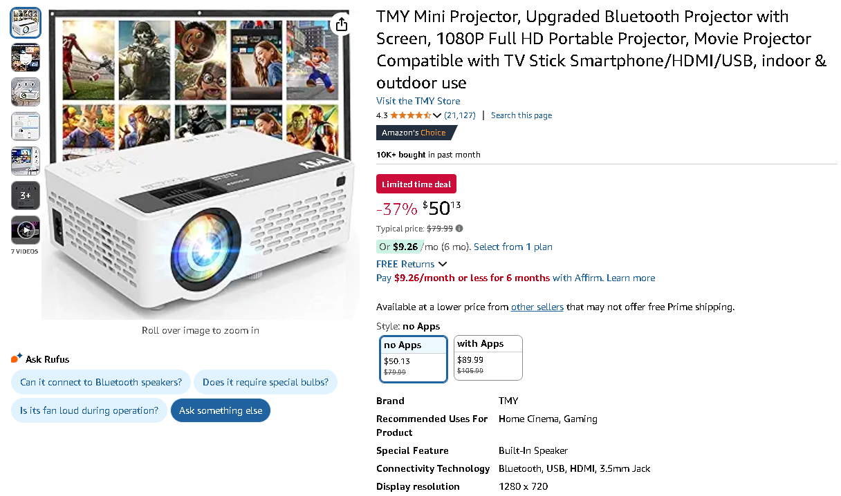 TMY Mini Projector Screenshot of the TMY Mini Projector