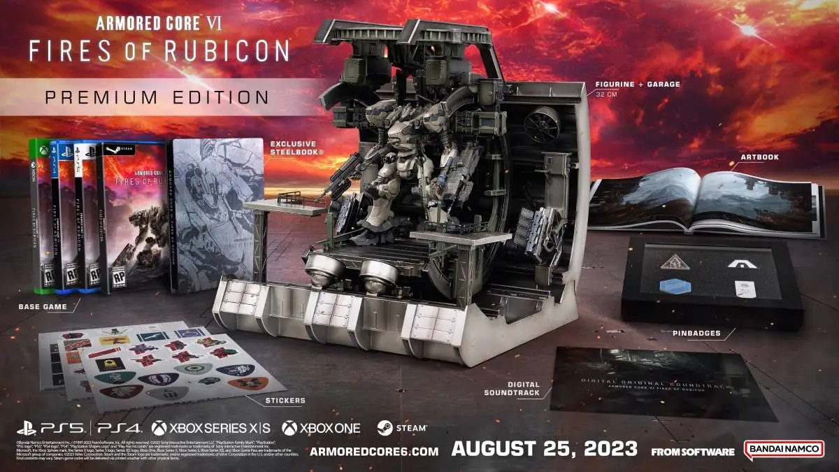 Armored Core VI: Fires of Rubicon Collector's Edition introduced.  The set includes a detailed 'Mech, a detailed art book, and a lot of nice little things.