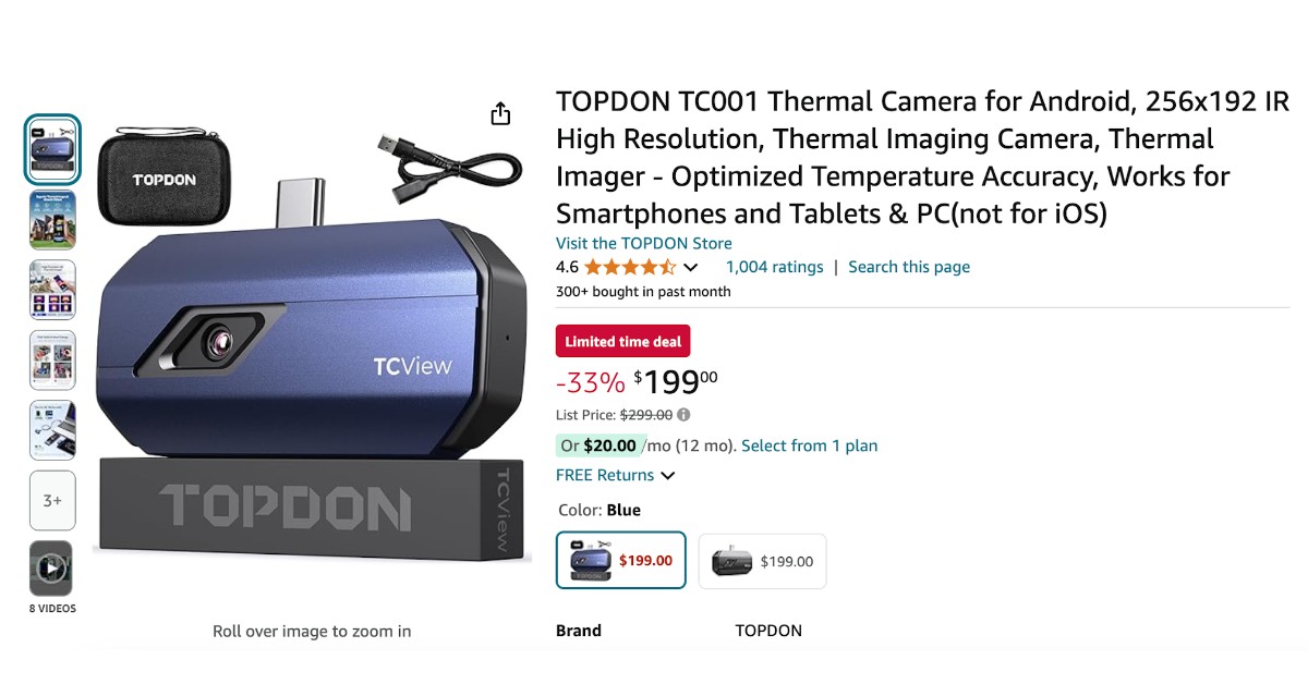 TOPDON TC001 Thermal Camera for Android with a $100 Discount Now!