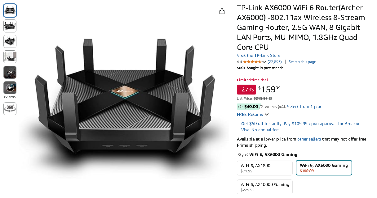 Screenshot of the TP-Link Archer AX6000 WiFi 6 Router