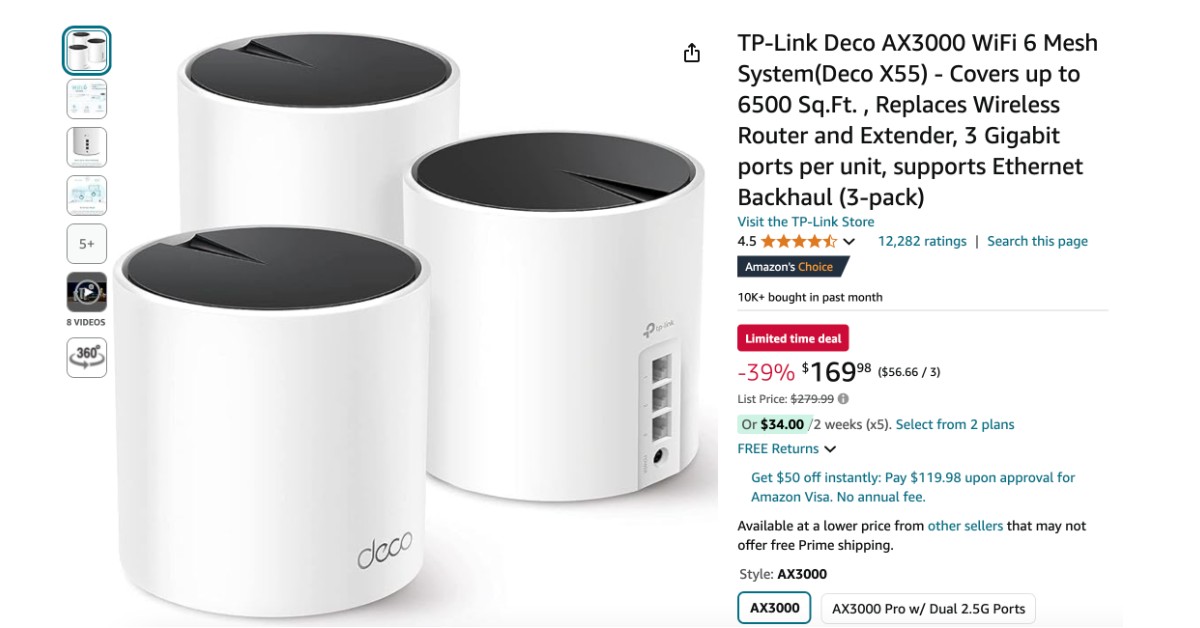 TP-Link Deco AX3000 WiFi 6 Mesh System - Exclusive $110 Off For a Limited Time!