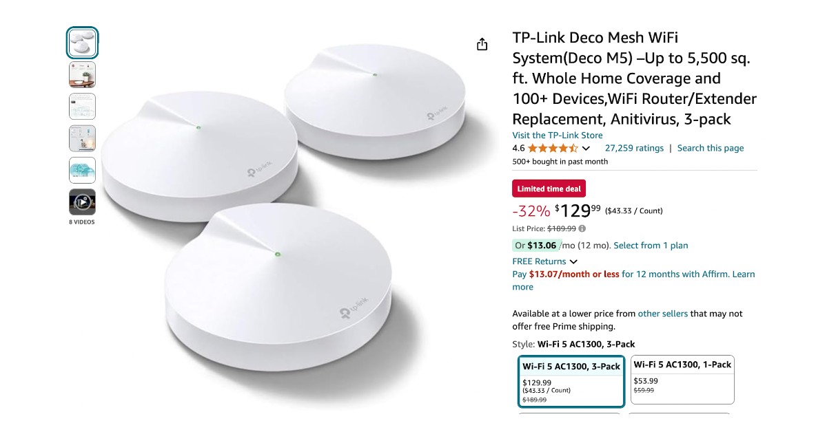 TP-Link Deco Mesh WiFi System (Deco M5) - Limited $60 Off!