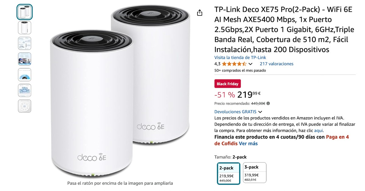 P-Link Deco XE75 Pro (2 uds.) con un descuento de 230 € ¡Oferta Black Friday!