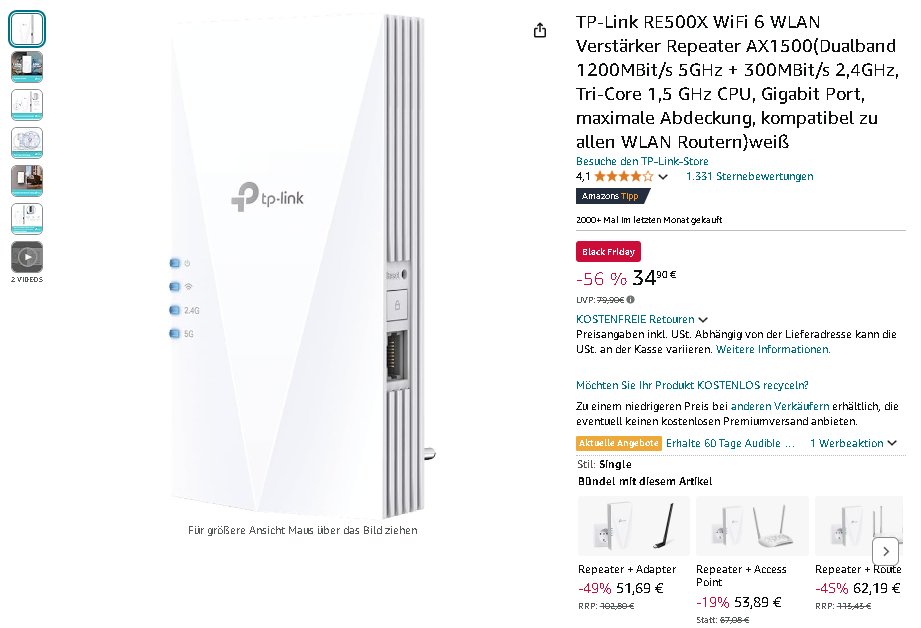 TP-Link RE500X WLAN Repeater