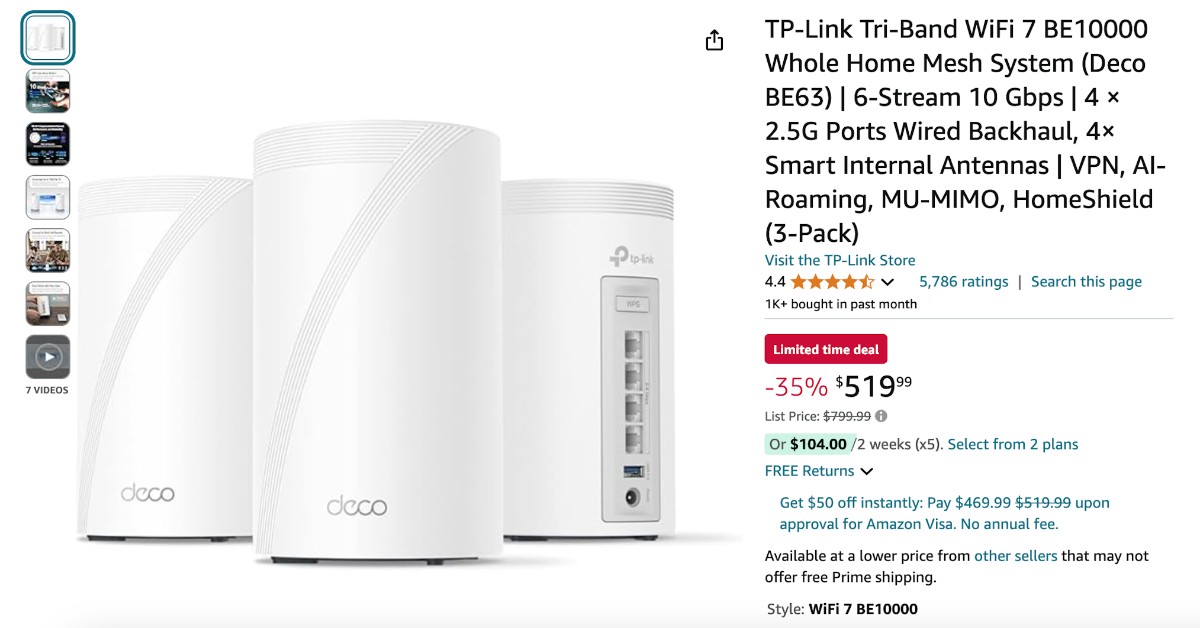 TP-Link Tri-Band WiFi 7 BE10000 - Now $280 Off Limited time deal!