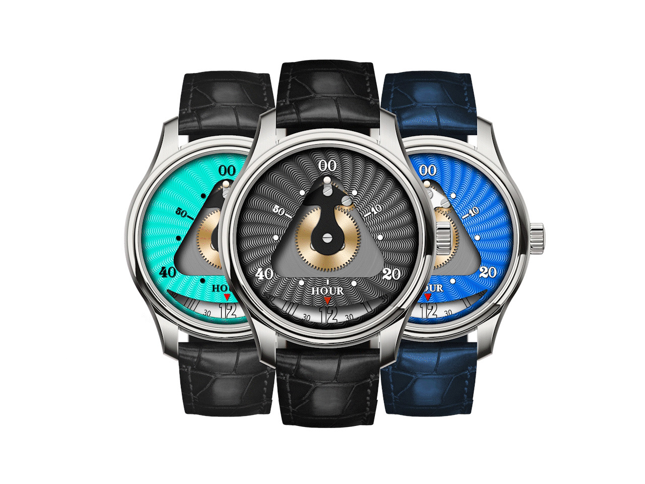 Montre Triarch I acier poli bleu