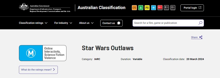 Star Wars Outlaws non è per bambini: il gioco di Ubisoft è stato classificato per età in Australia-2