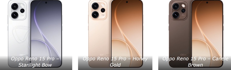 Oppo Reno 15 Pro в различных цветах