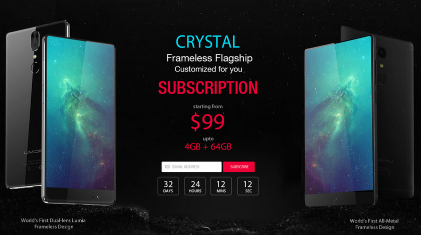 UMIDIGI Crystal: мощный безрамочный смартфон за 99 долларов