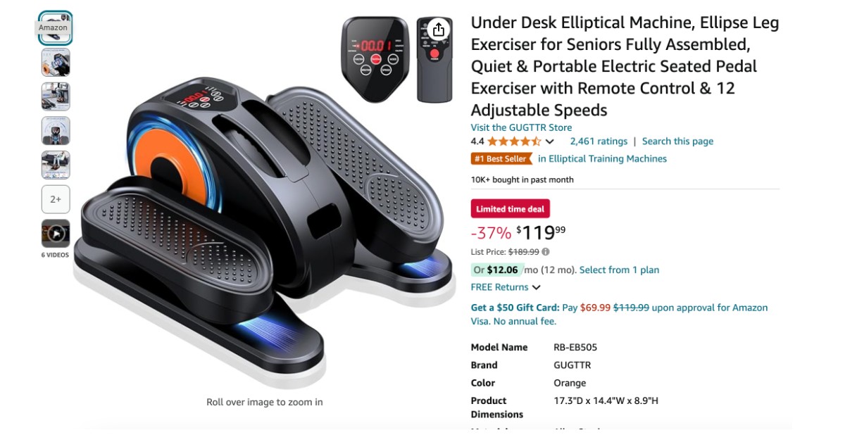 GUGTTR Under Desk Elliptical Machine with a $70 Off Now!