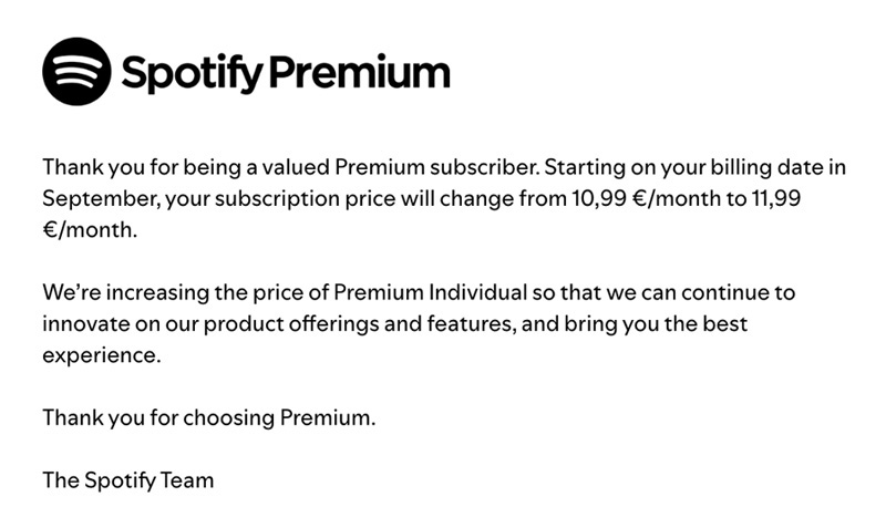 Предстоящие изменения в подписках Spotify Premium. Иллюстрация: Sporify