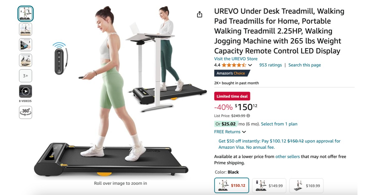 UREVO Under Desk Treadmill - $99 OFF NOW!