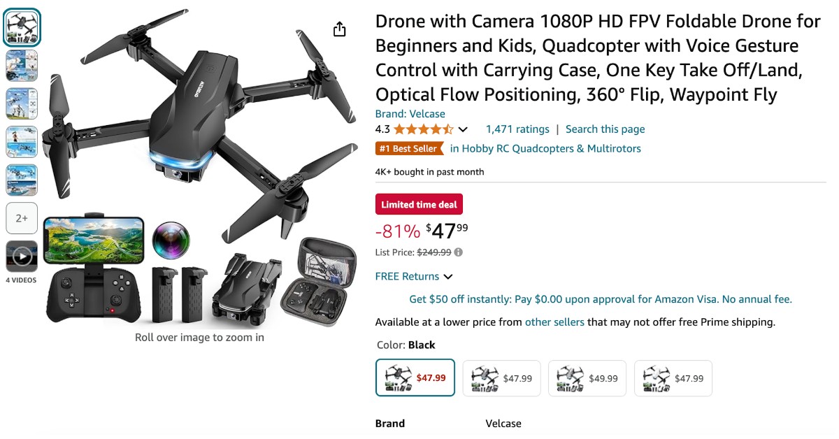 Velcase Drone with Camera - NOW $202 Discount!