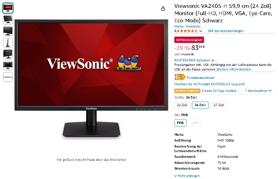 ViewSonic VA2405-H Monitor Screenshot