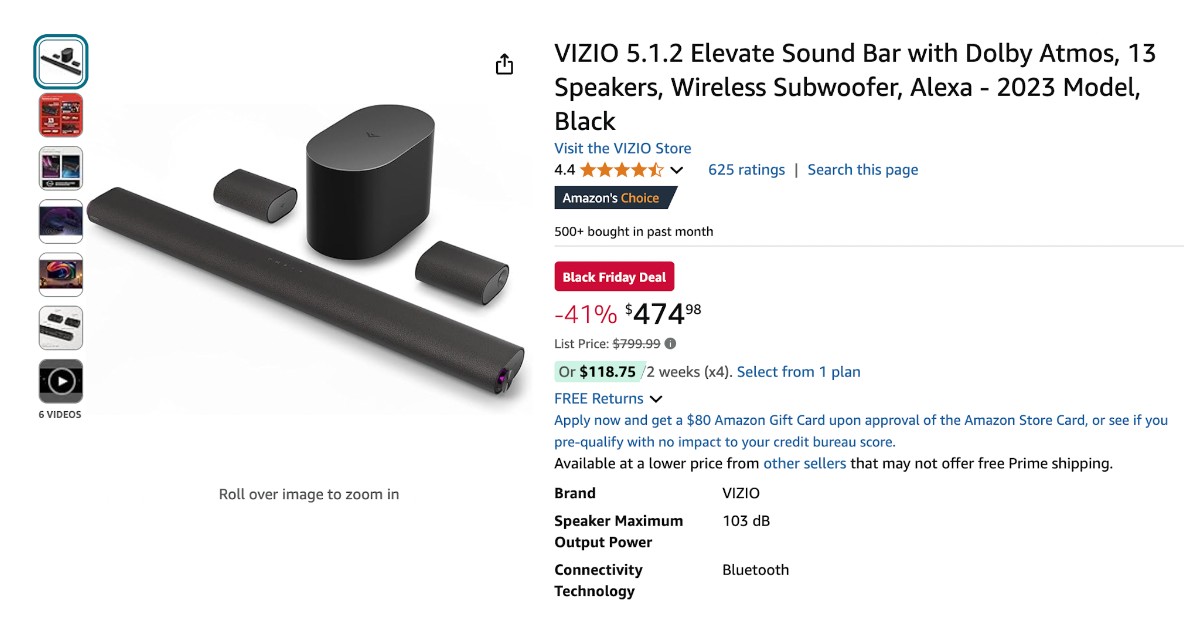 VIZIO 5.1.2 Elevate Sound Bar with Dolby Atmos - Buy Now $325 Off!