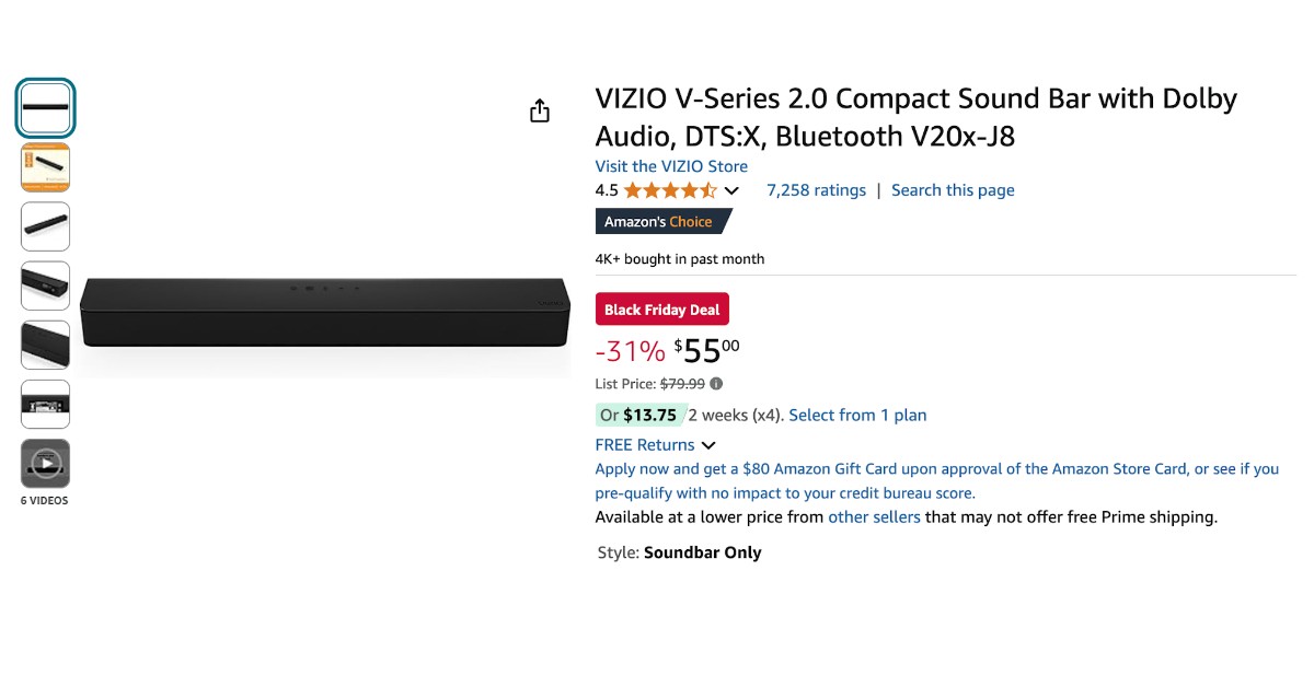 VIZIO V-Series 2.0 Compact Sound Bar - Now $24 Limited Discount!