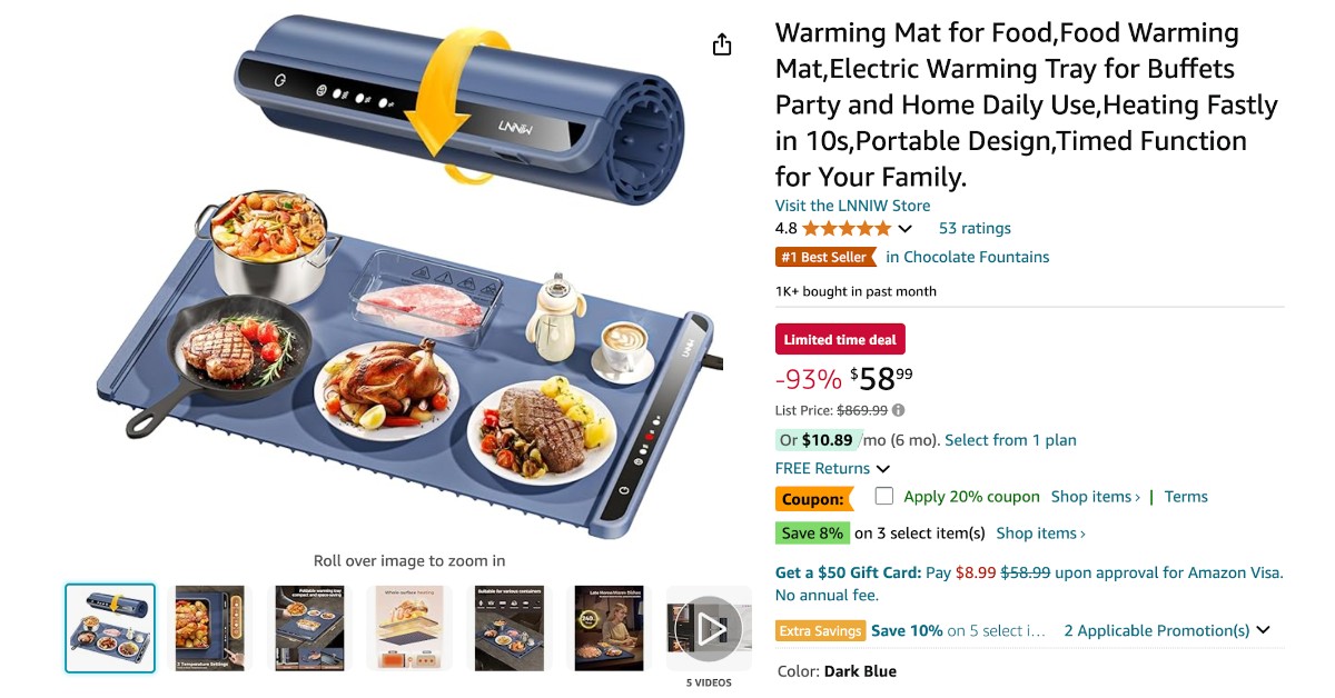 Warming Mat for Food - Buy NOW $811 OFF!