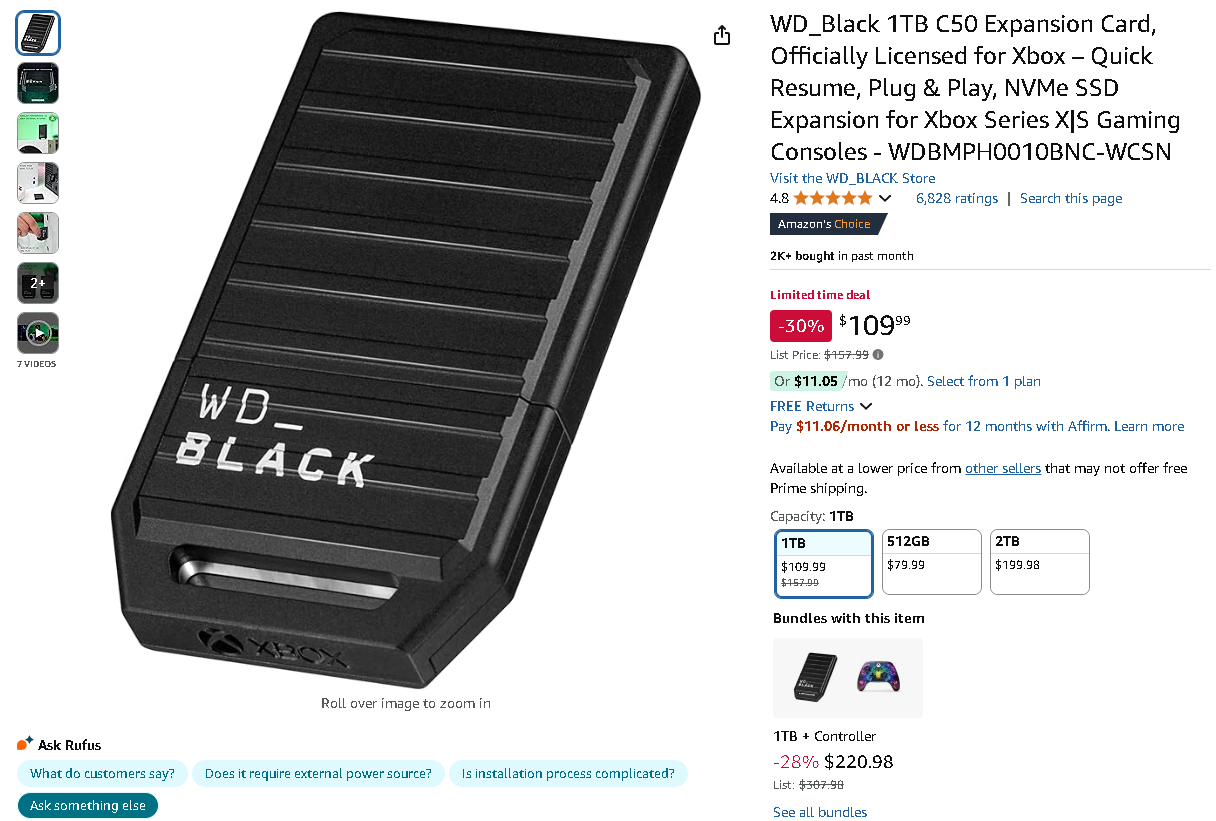 WD_Black 1TB C50 Expansion Card for Xbox WD_Black 1TB C50 Expansion Card for Xbox