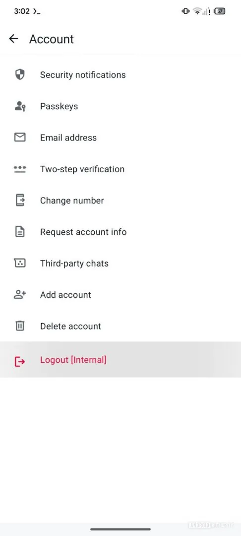 Option to exit WhatsApp with all data deleted