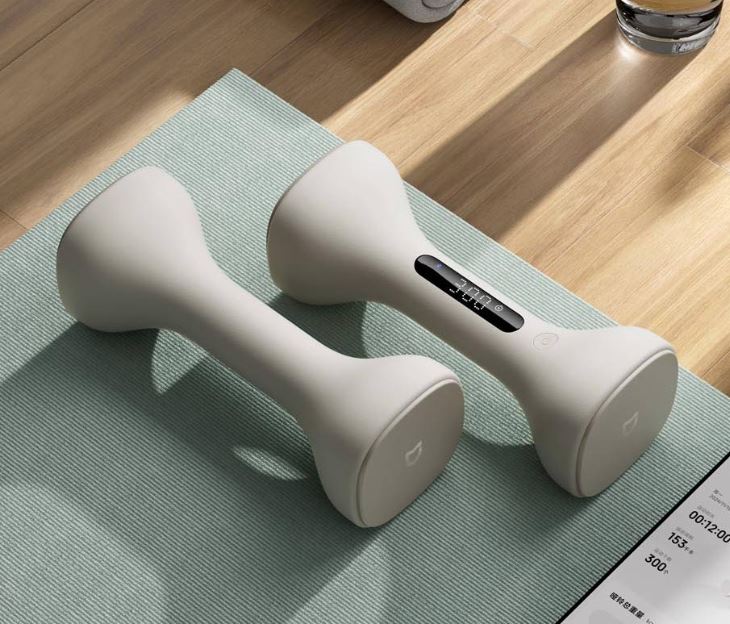 Mijia Smart Dumbbells med svart bånd og strømknapp