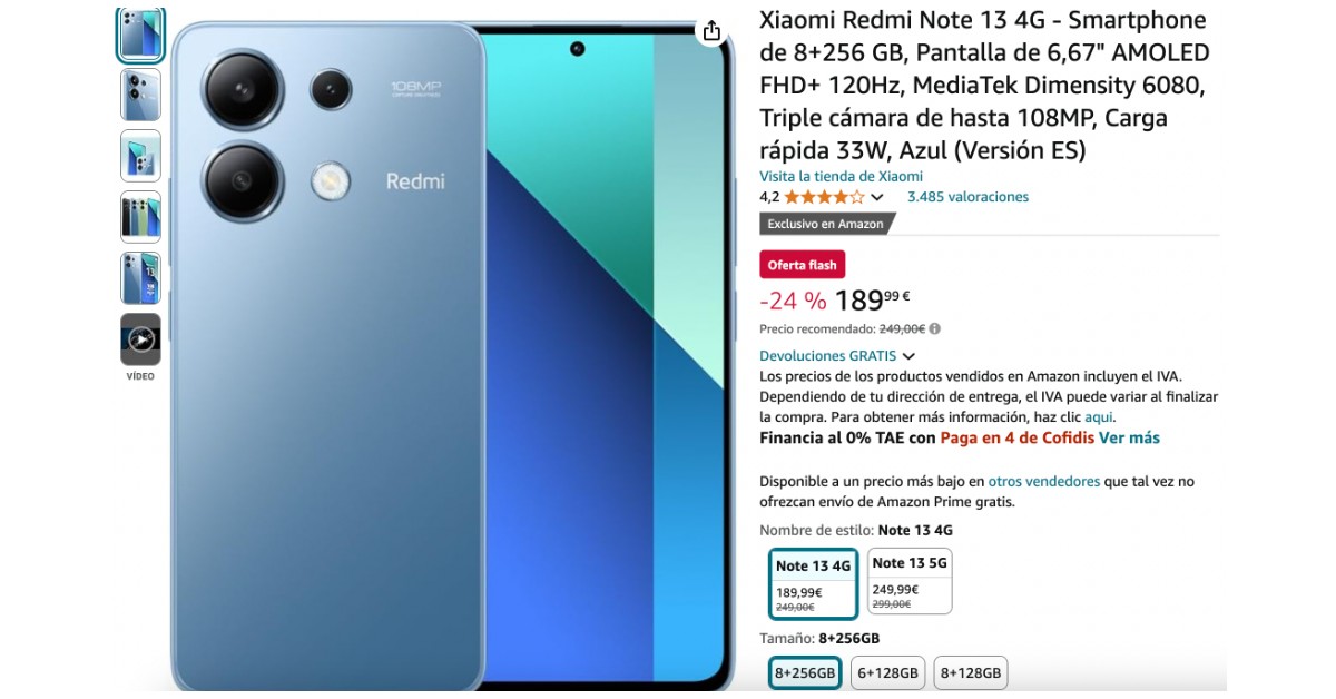 ¡Gran Oportunidad! ¡Consigue el Xiaomi Redmi Note 13 con 60€  de Descuento!