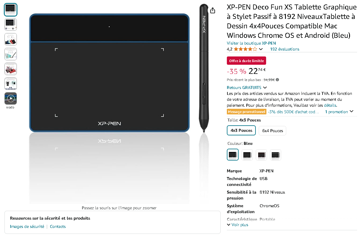 XP-PEN Deco Fun XS tablette graphique