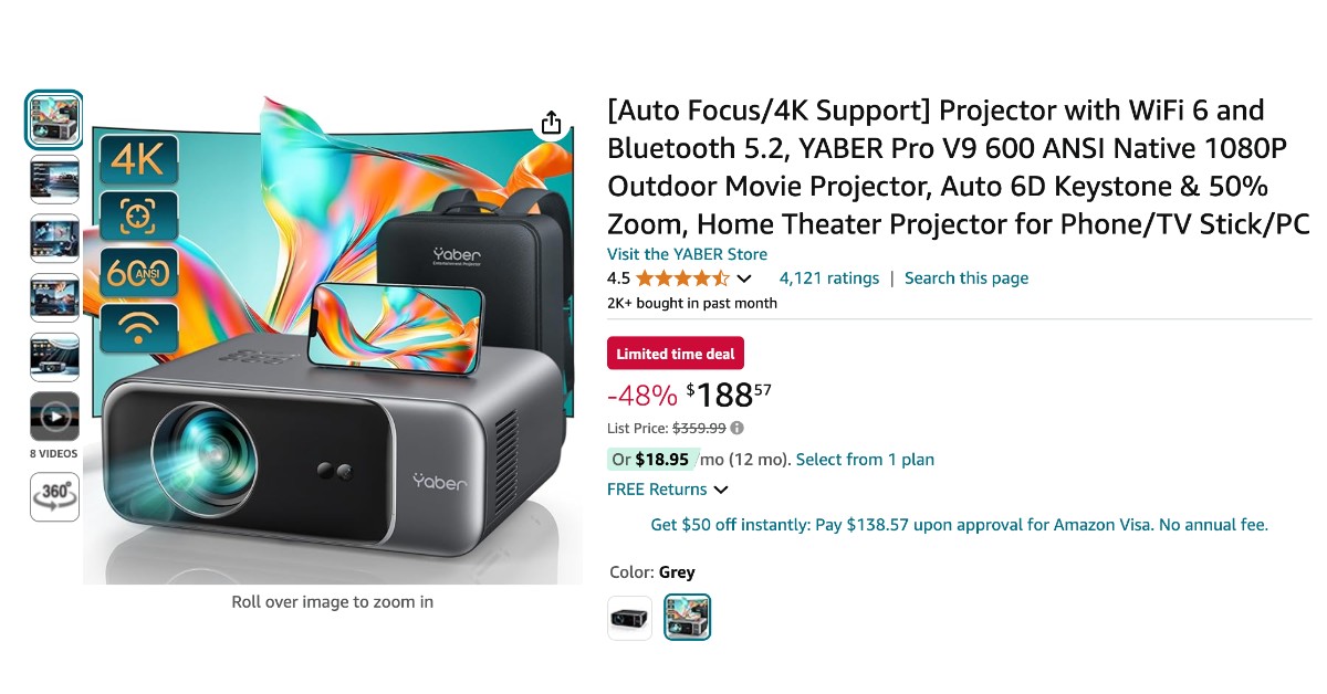 YABER Projector Pro V9 - Limited time deal $171 OFF!