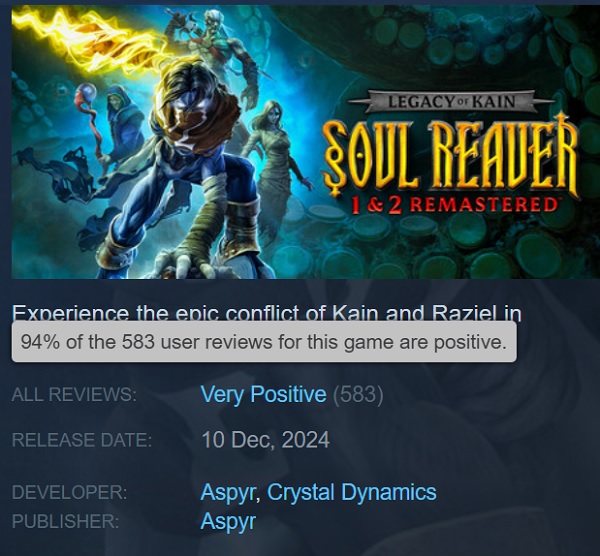 Steam-Spielerbewertungen von Legacy of Kain Soul Reaver 12 Remastered