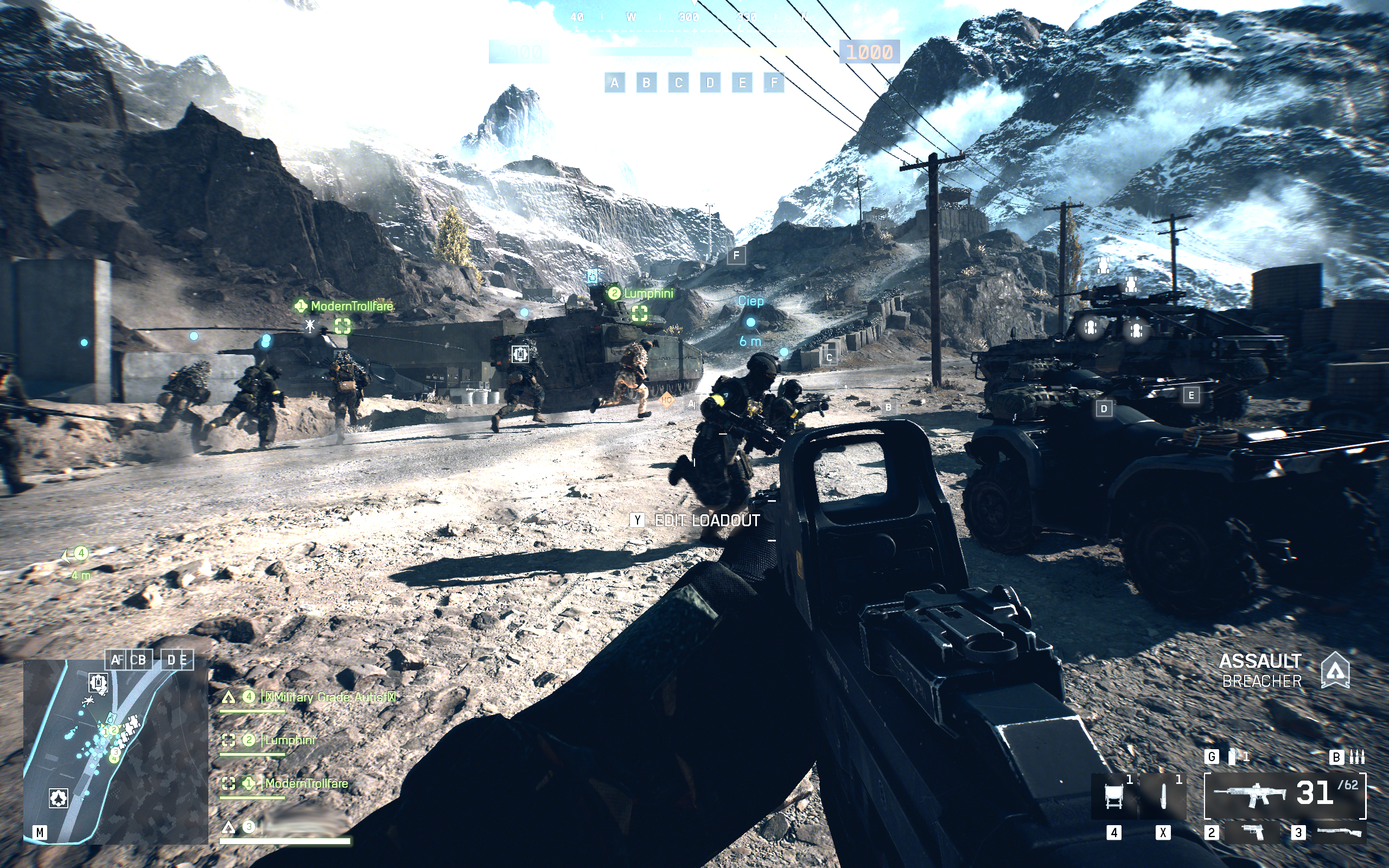 Скріншот з різними класами гравців у Battlefield 6