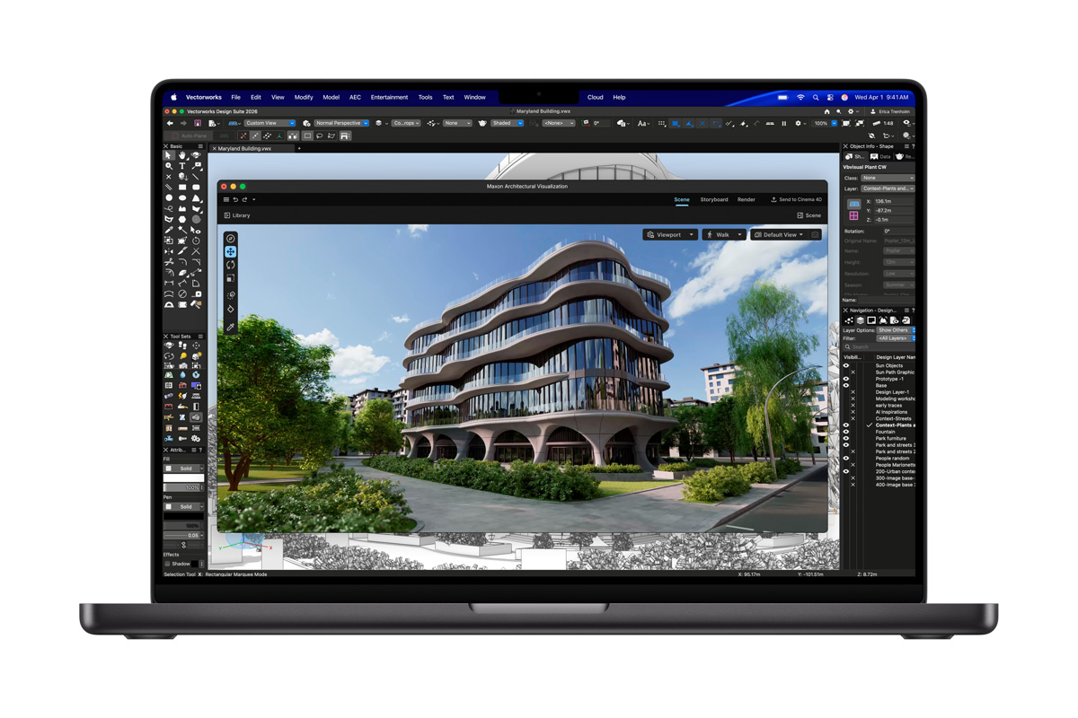 Apple M5 Pro та M5 Max працюють у Vectorworks та Redshift