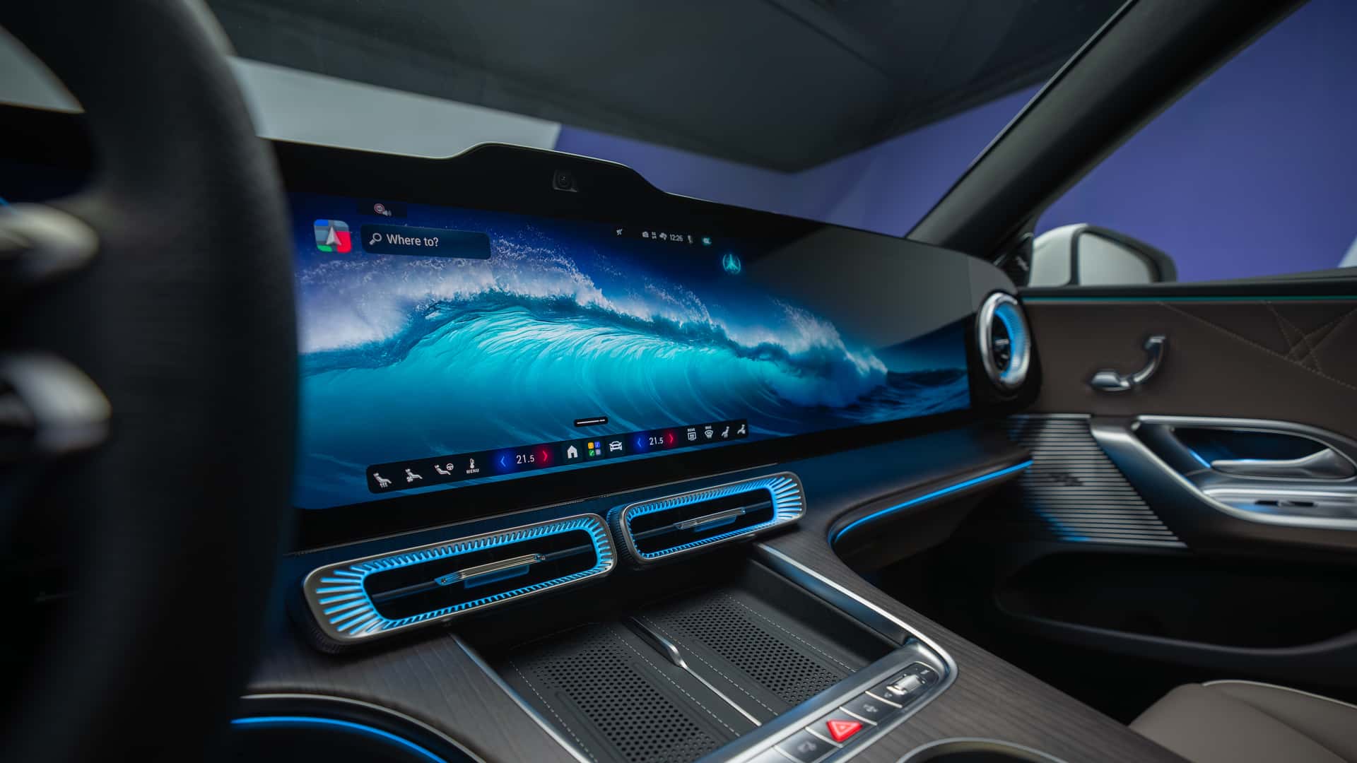 Close-up of Mercedes interior details