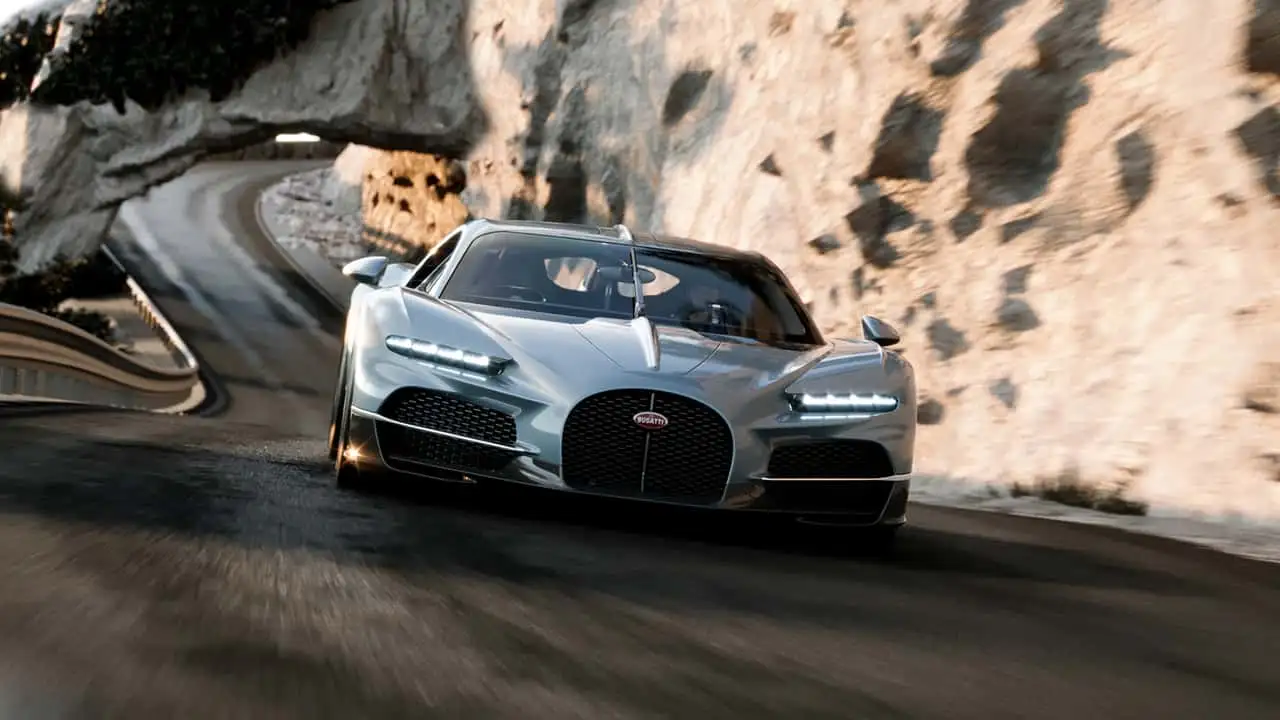 Вид гиперкара Bugatti Tourbillon сбоку